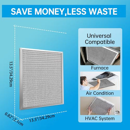 UBeesize 14x14x1 Reusable Electrostatic Air Filter HVAC AC Furnace Filter,MERV 8, Washable, Lasts a Lifetime,Permanent Air Filter,Breathe Fresher,Home And Office(Actual Size:13.5x13.5x0.82 Inch) - size: 14" x 14" x 1"