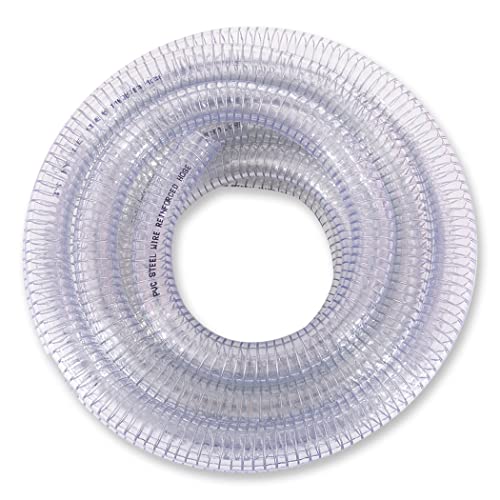 DAVCO 3/4" ID x 10 ft Wire Reinforced Suction Hose PVC Clear Vinyl Tubing - size: 3/4"ID, style: 10 Feet