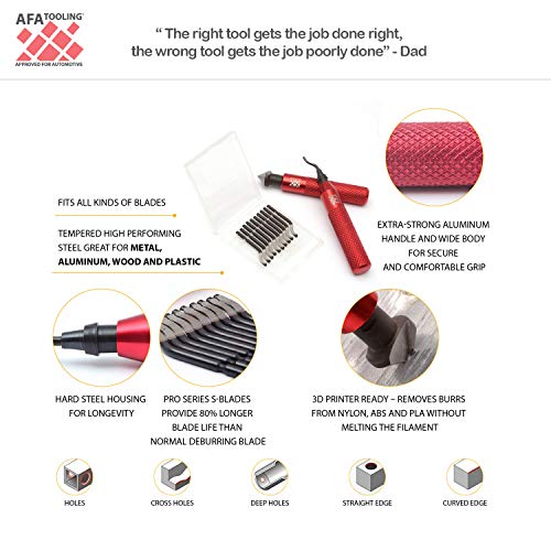 AFA Tooling Deburring Tool Set & 2 Countersink Hand Reamers, Red CNC Handle - style: 2 Reamers & Deburring Tool