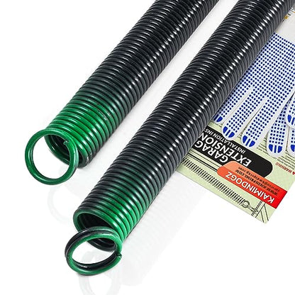 Pair of 120lb. Heavy Duty Garage Door Extension Springs Stretch Springs, 25" Long,Double Loop Ends, High Precision Electrophoresis Black Coated, MIN 16,000 Cycles, for 7ft High Garage Doors - size: 120LB-Green