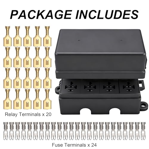 12V 12 Way Fuse Relay Box, 4 Relays and 12 ATC/ATO Blade Fuses Slots, Compatible with 4-Pin 5-Pin 40Amp Relay, for Cars Truck Marine Boat Jeep (Box) - size: 4Relays 12Fuses slots, style: Box