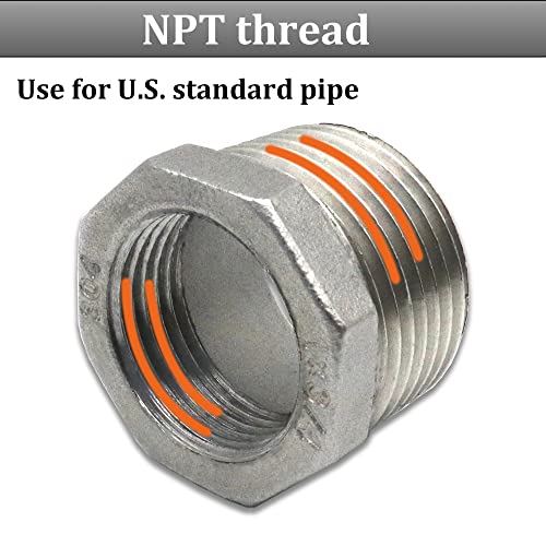 304 Stainless Steel Reducer Hex Bushing, 3/4" - 3/8", 2 Pcs - size: 3/4" - 3/8"