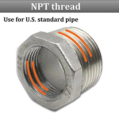 304 Stainless Steel Reducer Hex Bushing, 3/4" - 3/8", 2 Pcs - size: 3/4" - 3/8"