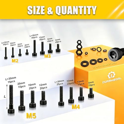 2240Pcs Metric Screws Assortment M2-M5 Hex Socket Head Cap Screws Bolts
