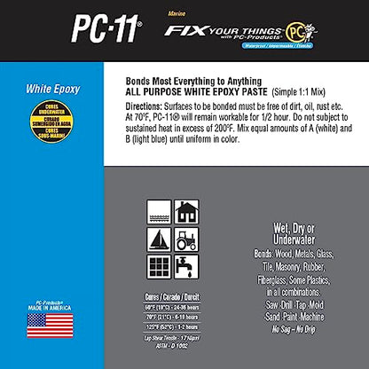 PC-Products PC-11 Epoxy Adhesive Paste, Two-Part Marine Grade, 1 lb in Two Cans, Off White 62118, 2-Pack - size: 1 lb (2-Pack)