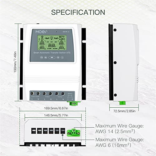 MOES Smart Automatic Transfer Switch for Off Grid Solar System,2.4GHz WiFi