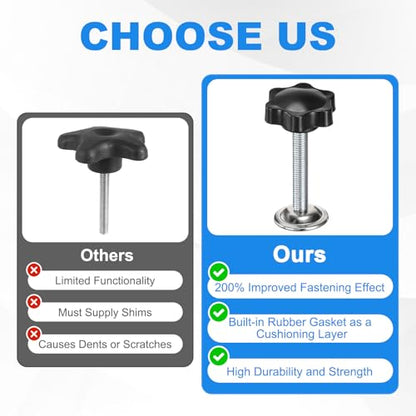 M METERXITY 2-Pack Star Handle Hand Screws, M10x50mm Carbon Steel Thread Star Clamping Knobs with Screws, Pressure Plate and Rubber Pad for Woodworking/Mechanical Equipment [Black] - size: M10 x 50mm