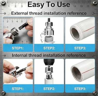 2026 New Pipe Thread Cutting Tool, Internal & External Pipe Threading Tool, PVC Pipe Threader for 1/2", 3/4", 1" Sizes PVC Pipes Suitable for All Electric Drills (3PCS)