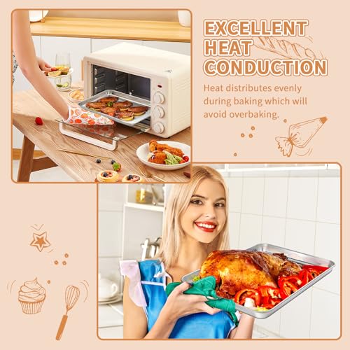 Stainless Steel Baking Sheet Pan Set of 2, Cookie Sheets 12 x 10 x 1 Inch - size: 12 inch
