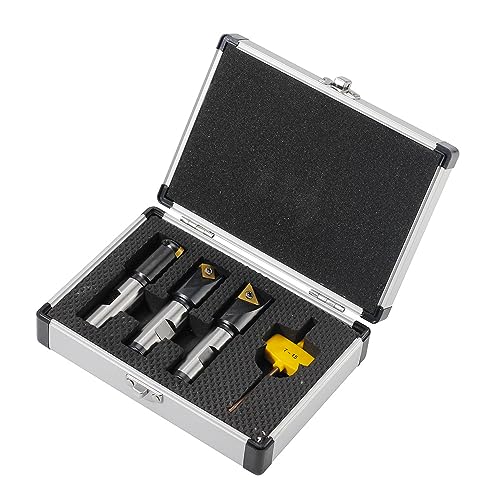 3 Pcs Little Hogger End Mill Set, 45 Degree, 90 Degree and 3/16r Mill with 3/4" Shank, 1" Head, with 3 Carbide Inserts SNHQ322, RNHQ32, TNGQ322