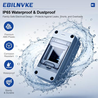3 Way Circuit Breaker Box, Waterproof Distribution Protection Box - color: HT, size: 3 Way 80x95x160 MM