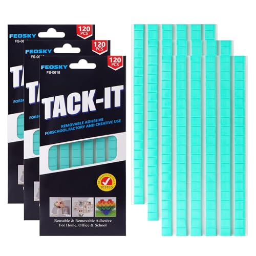Feosky Adhesive Poster Sticky Tack Putty, Reusable and Removable Adhesive Putty, Mounting Putty for displaying Wall Paintings, Picture, Decoration, Crafts (Green, Pack of 3) - color: Green, size: 3Pack