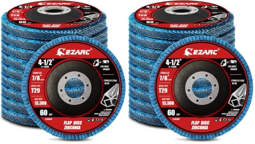 EZARC Zirconia Flap Discs 60 Grit, 4-1/2 x 7/8-Inch, Type 29, 20-Pack - size: 60 GRIT (Pack of 2), style: Standard Version