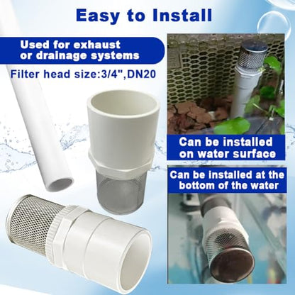 3/4" Stainless Steel Filter Cover Connected to 3/4" DN20 PVC Water Pipe, Suction Strainers Used to Remove Debris and Reduce Solid Entry - size: 3/4"DN20