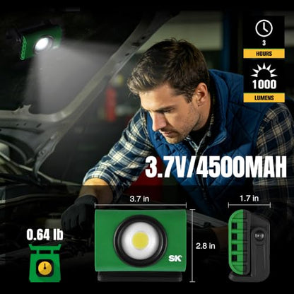 SK Magnetic Work Light Rechargeable, 1000LM COB LED Light, 4500mAh, Type-C