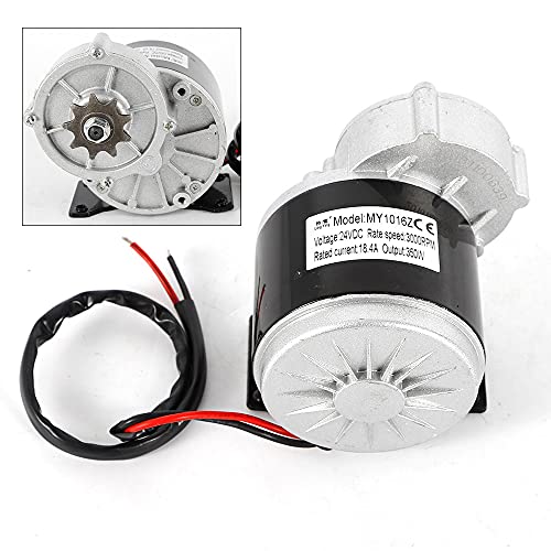 Electric Vehicle Geared Motor, 24V 350W Gear Face Mount 9 Teeth Sprocket Electric Brush Motor for Scooter Bike Go-Kart Minibike MY1016Z