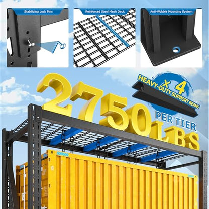 Bepatio 11000LBS Heavy Duty Garage Shelving, 4-Tier Adjustable Storage Shelves Metal Shelving, Industrial Shelf for Basement Warehouse Commercial Garage Shop, 72" H× 60" W × 24" D, Black - size: 60"W x 24"D x 72"H, 4-Tier