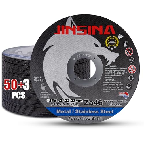 Cut Off Wheels 53 PCS, 4 1/2 Inch Metal and Stainless Steel Cutting Wheel, Fast Cutting Disc for Angle Grinder (4-1/2 x .045 x 7/8inch) 50+3pcs - style: 4-1/2"×.045"×7/8"