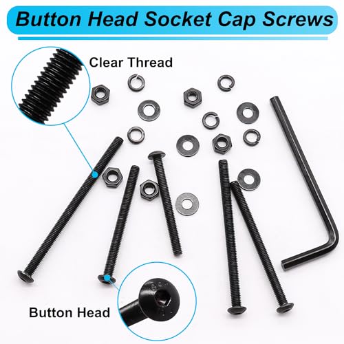 420PCS Black M3 Button Head Hex Socket Cap Screws, M3 x 30/35/40/45/50mm Metric Screws Bolts Nuts Washers Assortment Kit, 10.9 Grade Alloy Steel - color: BK-M3 x 30-50mm/