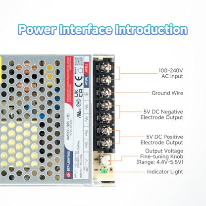 BTF-LIGHTING Power Supply DC5V 150W UL Recognized Component for LED Strip - size: 5V150W