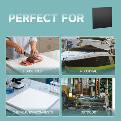 2Pcs Black HDPE Sheet 1/2" Thick 12" x 16" - color: Black, size: 12'' X 16''