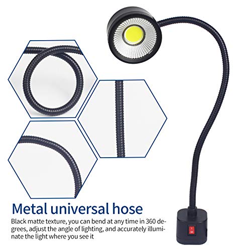 Led Magnetic Work Light 300mm Flexible Gooseneck lamp 500 Lumens 120 Volt for Sewing Machine Lathe Milling Drill Press Industrial Lighting - size: Magnets Base, 5W