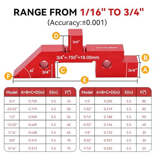 Router Table Setup Bars,14pcs Aluminum Precision Setup Blocks Height Gauge Set with Laser Engraved Size Markings & Storage Case for Router Table Saw Accessories and Angle Woodworking Set Up