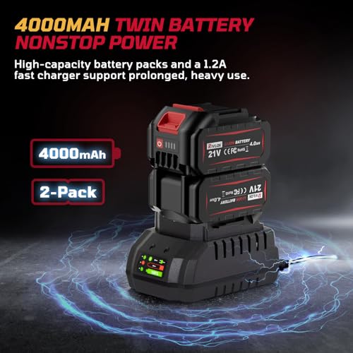 Cordless Impact Wrench1/2 Inch, 600N. M/450Ft-lbs Power Impact Gun Kit - color: Red-600n.m/450ft-lbs