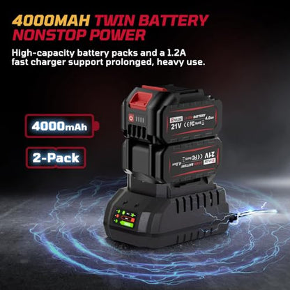 Cordless Impact Wrench1/2 Inch, 600N. M/450Ft-lbs Power Impact Gun Kit - color: Red-600n.m/450ft-lbs