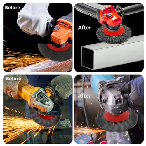 Wire Cup Brush Set Packaged with 4 Different Wire Wheel Brushes for Angle Grinder 4 1/2 Angle Grinder and 5/8”-11 Thread Arbor(4 Packs ) - style: 4 Different Wire Brush Set