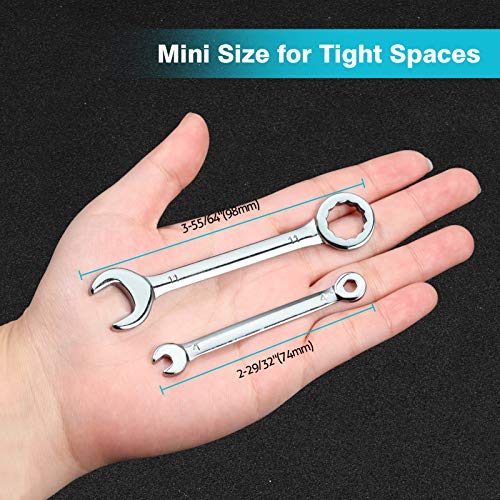 SPEEDWOX 10 Pcs Mini Combination Wrench Set, 4-11mm Open and Box End for Automotive, Industry, Electronics, Mechanic, Home, Hobby - High Carbon Steel - size: Metric