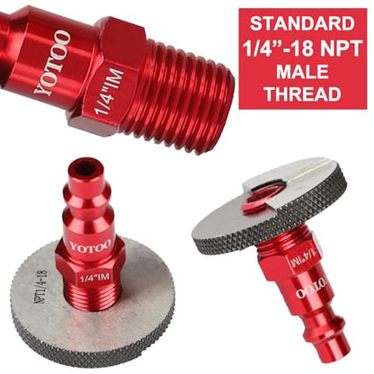 YOTOO 15 Pieces Universal Air Coupler and Plug Kit, Quick Connect Air Hose Fittings, Heavy Duty Aluminum Air Fittings, Lightweight, Push to Connect air tools and air compressor, Red - color: Red, size: 15 Pieces Kit