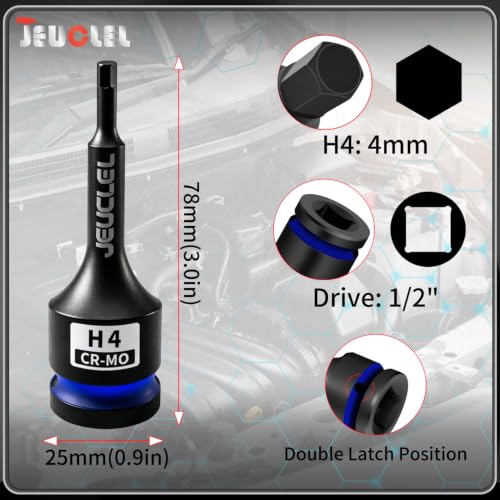 4mm Hex Impact Bit Socket, H4 1/2" Drive Allen Socket, Cr-Mo Steel - size: 1PC | H4 4MM