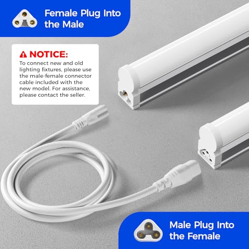 Barrina 6 Pack LED T5 Integrated Single Fixture 1FT, 600lm, 5W, 6500K - color: 6500k Super Bright White, size: 1 Foot