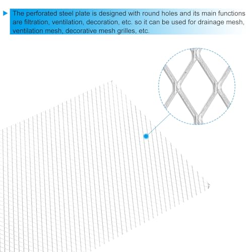 PATIKIL 9.8" L x 13" W Universal Car Grill Mesh, 7x12mm Diamond Hole Aluminum Mesh Expanded Perforated Metal Sheet for Ventilation Filtration Dryer Vent Guard Screen, Silver Tone - size: 9.8" x 13"
