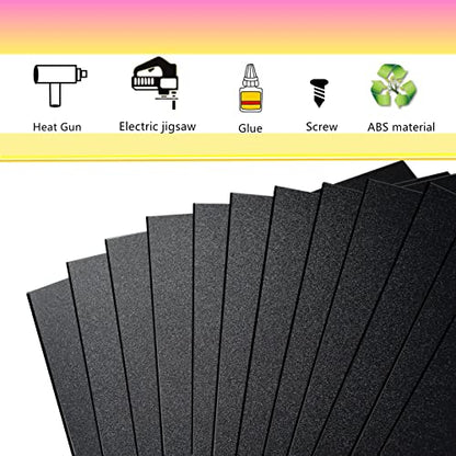 Black ABS Plastic Sheets- 0.060" Thick,12" x 16", 6 Pack for Laser Cutting, and Moldable - color: Black, size: 12" x 16"