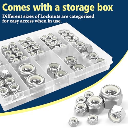 SAE Lock Nut Assortment Kit 113Pcs, #6-1/2 Stainless Locking Nut - size: SAE Locknuts, 113 Pcs
