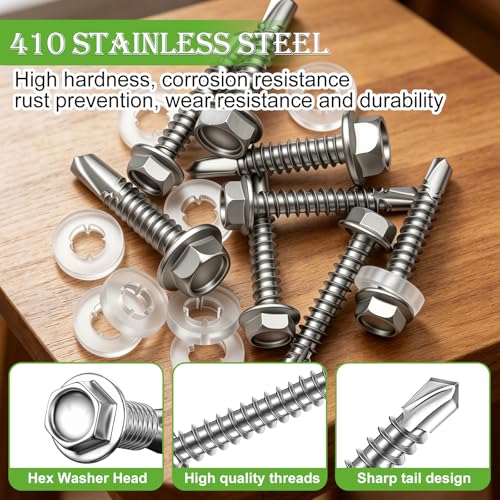 mxuteuk 420PCS #8×5/8" Self Tapping Screws,410 Stainless Steel - size: SV #8 ×5/8"