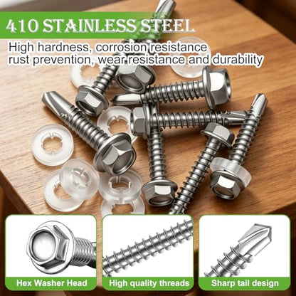 mxuteuk 420PCS #8×5/8" Self Tapping Screws,410 Stainless Steel - size: SV #8 ×5/8"