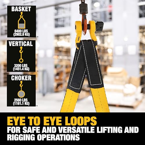 DEWALT 2"×12', 1-Ply, Type 3, Class 7 Heavy-Duty Lifting Sling, 1-Pack - size: 2” x 12’, style: Single