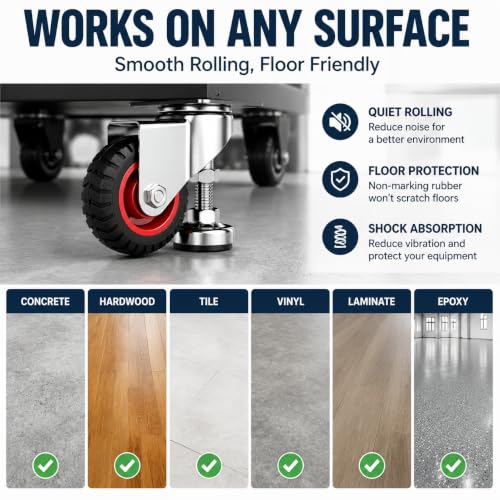 4" Leveling Plate Caster Wheels,Set of 4 Heavy Duty,1800Lbs Capacity - size: 4IN