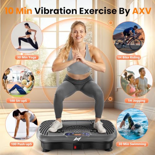 AXV Vibration Plate Exercise Machine Fitness Platform Body Vibrating Board - color: SLIM.GRAY