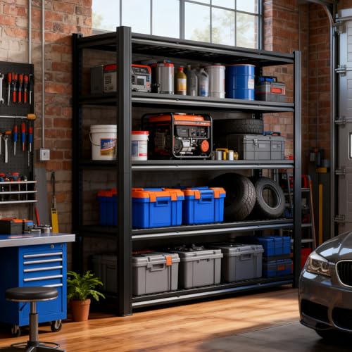 Garage Shelving , Heavy Duty Storage Shelves Metal Shelf Unit (84H*62W*24D) - size: 84"H x 62"W x 24"D