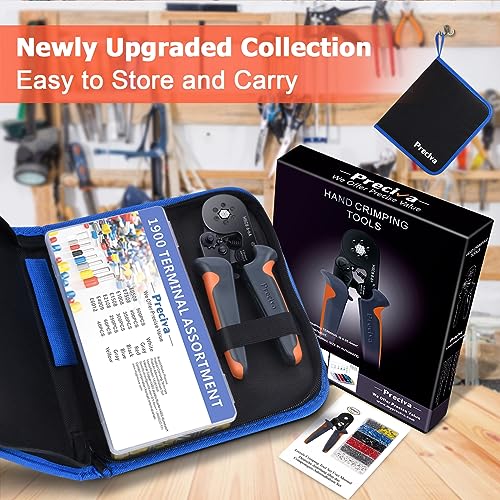 Preciva Ferrule Crimping Tool Kit with 1900PCS Wire Connectors, Hexagonal AWG23-10 Sawtooth Self-Adjustable Ratchet Wire Terminals Crimper Kit