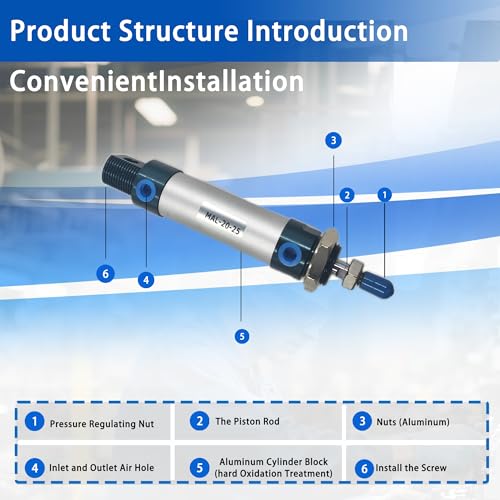 CG WEITENG Pneumatic Mini Pneumatic Cylinder MAL Single Rod Aluminum Double Acting Pneumatic Cylinder 20mm Bore 25mm Stroke(MAL20x25) - color: MAL-20 mm, size: 25 mm