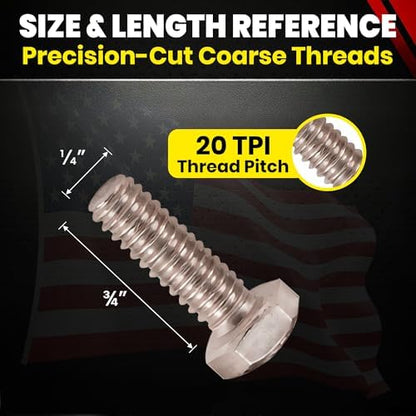 Chenango Supply 1/4-20 x 3/4" Stainless Hex Head Bolts - size: 1/4" X 3/4"