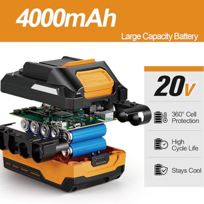 740 Ft-lbs Cordless 1/2" Brushless Impact Wrench with 4.0Ah Battery - size: 1000N.m-1 Battery