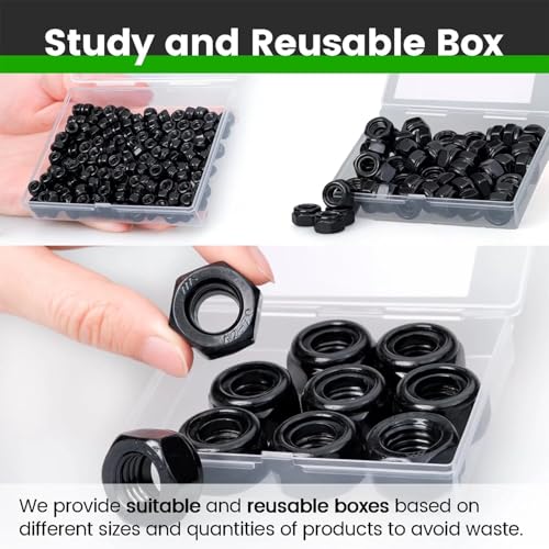 M10, Nylon Insert Hex Lock Nuts, 304 Stainless Steel, Black Finish, Coarse Thread, Machinery, Automotive, Outdoor, Wooden Furniture, 10 PCS - size: M10