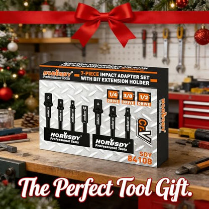 7-Piece High Torque Impact Socket Adapter & Magnetic Bit Holder Set, 1/4" Hex Shank Drill Socket Adapter to 1/2" 3/8" 1/4" Drive, Magnetic Bit Holder for Impact Driver & Drill, With Organizer Rack - color: 7 Pcs Black Magnetic Bit Holder