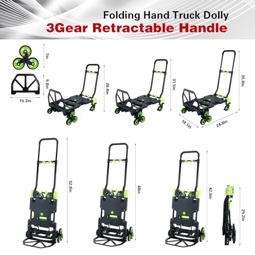 Stair Climbing Dolly Cart with Wheels,2-in-1Folding Hand Truck Dolly - color: Green